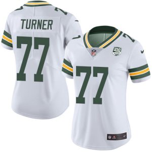 Unique Packers #77 Billy Turner White Women's 100th Season Stitched NFL Vapor Untouchable Limited Jersey to showcase your team pride