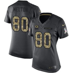 Impressive Packers #80 Bo Melton Black Women's Stitched NFL Limited 2016 Salute to Service Jersey for die hard Packers fans