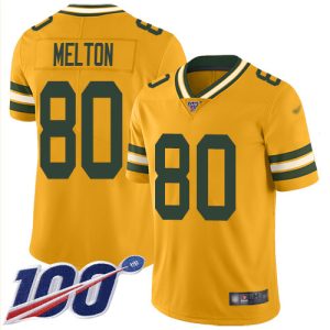 Unique Packers #80 Bo Melton Gold Youth Stitched NFL Limited Inverted Legend 100th Season Jersey to showcase your team pride