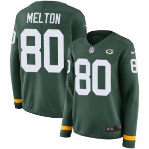 Fantastic Packers #80 Bo Melton Green Team Color Women's Stitched NFL Limited Therma Long Sleeve Jersey to showcase your team pride