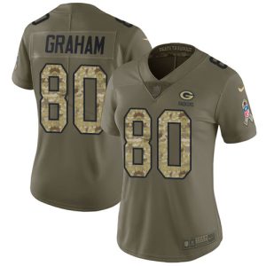 Terrific Packers #80 Jimmy Graham Olive/Camo Women's Stitched NFL Limited 2017 Salute to Service Jersey a must have addition to your collection