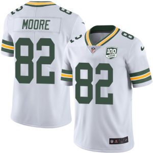 Stunning Packers #82 J'Mon Moore White Men's 100th Season Stitched NFL Vapor Untouchable Limited Jersey to stand out at the stadium