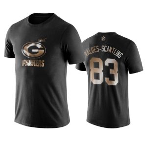 Stunning Packers #83 Marquez Valdes Black NFL Black Golden 100th Season T Shirts to showcase your team pride
