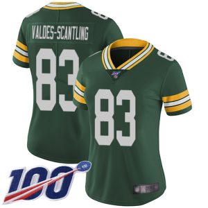 Gorgeous Packers #83 Marquez Valdes Scantling Green Team Color Women's Stitched NFL 100th Season Vapor Limited Jersey for ultimate sports enthusiasts