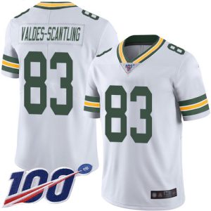 Terrific Packers #83 Marquez Valdes Scantling White Men's Stitched NFL 100th Season Vapor Limited Jersey to stand out at the stadium