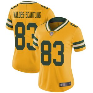 Terrific Packers #83 Marquez Valdes Scantling Yellow Women's Stitched NFL Limited Rush Jersey for die hard Packers fans