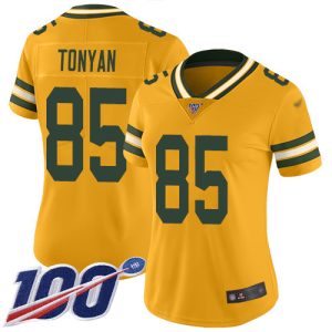 Fantastic Packers #85 Robert Tonyan Gold Women's Stitched NFL Limited Inverted Legend 100th Season Jersey to showcase your team pride