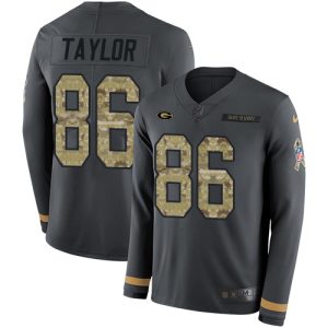 Terrific Packers #86 Malik Taylor Anthracite Salute to Service Men's Stitched NFL Limited Therma Long Sleeve Jersey a must have addition to your collection