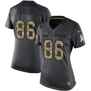 Amazing Packers #86 Malik Taylor Black Women's Stitched NFL Limited 2016 Salute to Service Jersey to stand out at the stadium