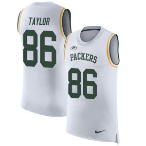 Gorgeous Packers #86 Malik Taylor White Men's Stitched NFL Limited Rush Tank Top Jersey a must have addition to your collection