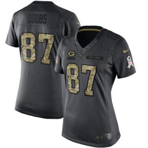 Unique Packers #87 Romeo Doubs Black Women's Stitched NFL Limited 2016 Salute to Service Jersey perfect for game day celebrations