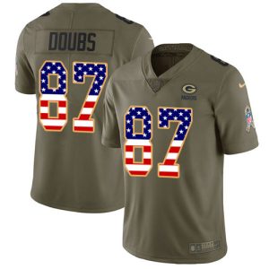 Impressive Packers #87 Romeo Doubs Olive/USA Flag Youth Stitched NFL Limited 2017 Salute To Service Jersey to showcase your team pride
