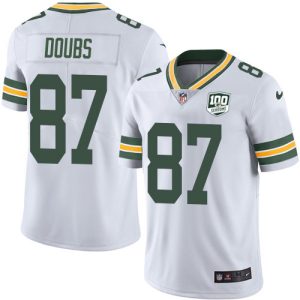 Unique Packers #87 Romeo Doubs White Men's 100th Season Stitched NFL Vapor Untouchable Limited Jersey for ultimate sports enthusiasts