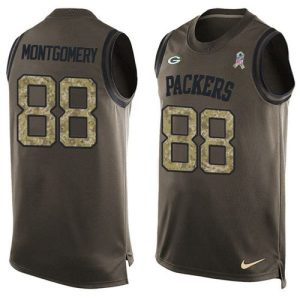 Unique Packers #88 Ty Montgomery Green Men's Stitched NFL Limited Salute To Service Tank Top Jersey a must have addition to your collection