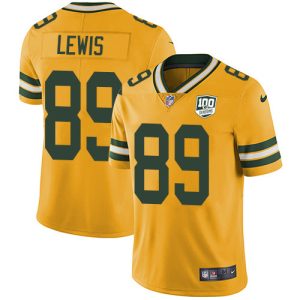 Stunning Packers #89 Marcedes Lewis Yellow Men's 100th Season Stitched NFL Limited Rush Jersey perfect for game day celebrations