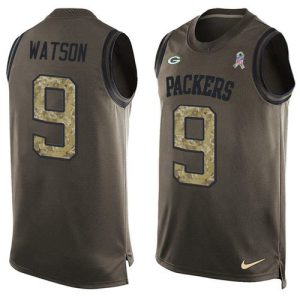 Stunning Packers #9 Christian Watson Green Men's Stitched NFL Limited Salute To Service Tank Top Jersey perfect for game day celebrations