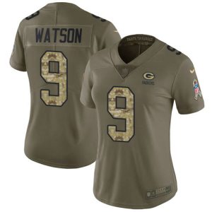 Outstanding Packers #9 Christian Watson Olive/Camo Women's Stitched NFL Limited 2017 Salute To Service Jersey for die hard Packers fans