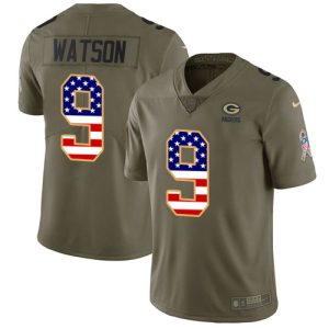 Unique Packers #9 Christian Watson Olive/USA Flag Youth Stitched NFL Limited 2017 Salute To Service Jersey for ultimate sports enthusiasts