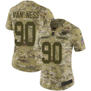 Amazing Packers #90 Lukas Van Ness Camo Women's Stitched NFL Limited 2018 Salute To Service Jersey perfect for game day celebrations