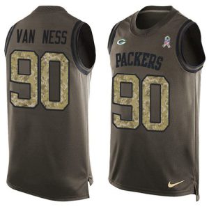 Unique Packers #90 Lukas Van Ness Green Men's Stitched NFL Limited Salute To Service Tank Top Jersey a must have addition to your collection