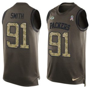 Unique Packers #91 Preston Smith Green Men's Stitched NFL Limited Salute To Service Tank Top Jersey for die hard Packers fans