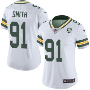 Amazing Packers #91 Preston Smith White Women's 100th Season Stitched NFL Vapor Untouchable Limited Jersey for die hard Packers fans