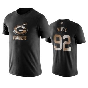 Unique Packers #92 Reggie White Black NFL Black Golden 100th Season T Shirts for die hard Packers fans