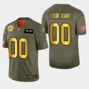 Gorgeous Packers Custom Men's Olive Gold 2019 Salute to Service NFL 100 Limited Jersey for die hard Packers fans