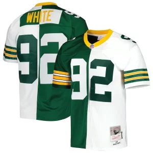 Outstanding Reggie White Green Bay Packers 1996 Split Legacy Replica Jersey   Green for die hard Packers fans