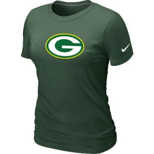 Fantastic Women's  Dark Green Bay Packers Logo NFL T Shirt Dark Green a must have addition to your collection