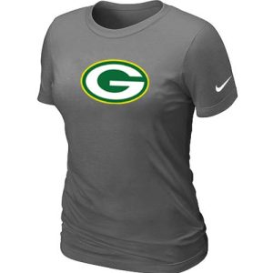 Stunning Women's  Dark Green Bay Packers Logo NFL T Shirt Dark Grey a must have addition to your collection