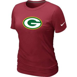 Fantastic Women's  Dark Green Bay Packers Logo NFL T Shirt Red for die hard Packers fans