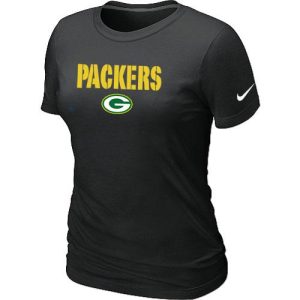 Gorgeous Women's  Green Bay Packers Authentic Logo T Shirt Black a must have addition to your collection