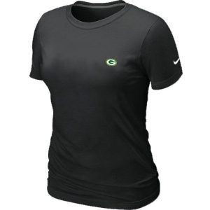 Unique Women's  Green Bay Packers Chest Embroidered Logo T Shirt Black a must have addition to your collection