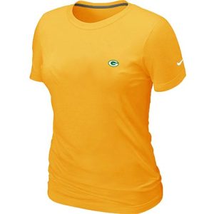 Stunning Women's  Green Bay Packers Chest Embroidered Logo T Shirt Yellow to stand out at the stadium