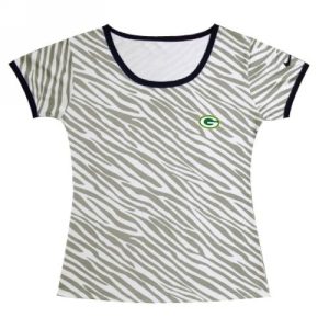 Gorgeous Women's  Green Bay Packers Chest Embroidered Logo Zebra Stripes T Shirt to showcase your team pride
