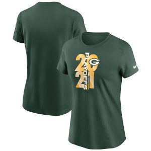 Unique Women's Green Bay Packers  Green 2021 NFL Playoffs Bound T Shirt for die hard Packers fans