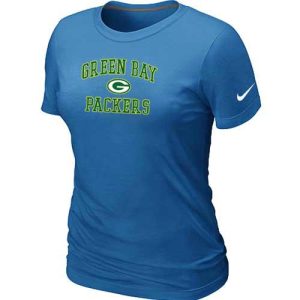 Fantastic Women's  Green Bay Packers Heart & Soul NFL T Shirt Light Blue for ultimate sports enthusiasts