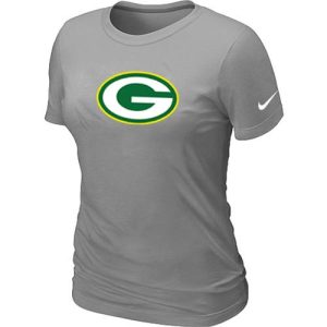 Outstanding Women's  Green Bay Packers Logo NFL T Shirt Light Grey to stand out at the stadium