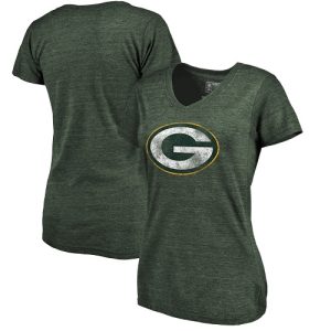 Amazing Women's Green Bay Packers NFL Pro Line by Fanatics Branded Green Distressed Team Logo Tri Blend T Shirt a must have addition to your collection