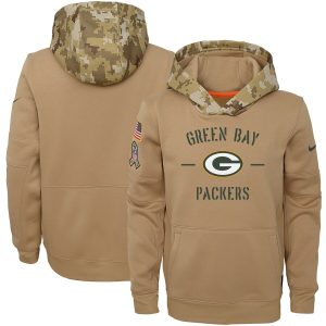 Outstanding Youth Green Bay Packers  Khaki 2019 Salute to Service Therma Pullover Hoodie a must have addition to your collection